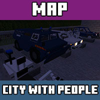 Download the map for City with people on Minecraft PE